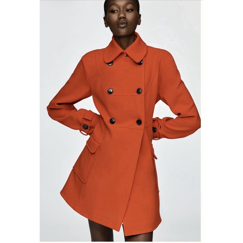 Anthropologie Maeve Trench Coat Red Fit Flare Christmas Holiday Preppy Large NWT